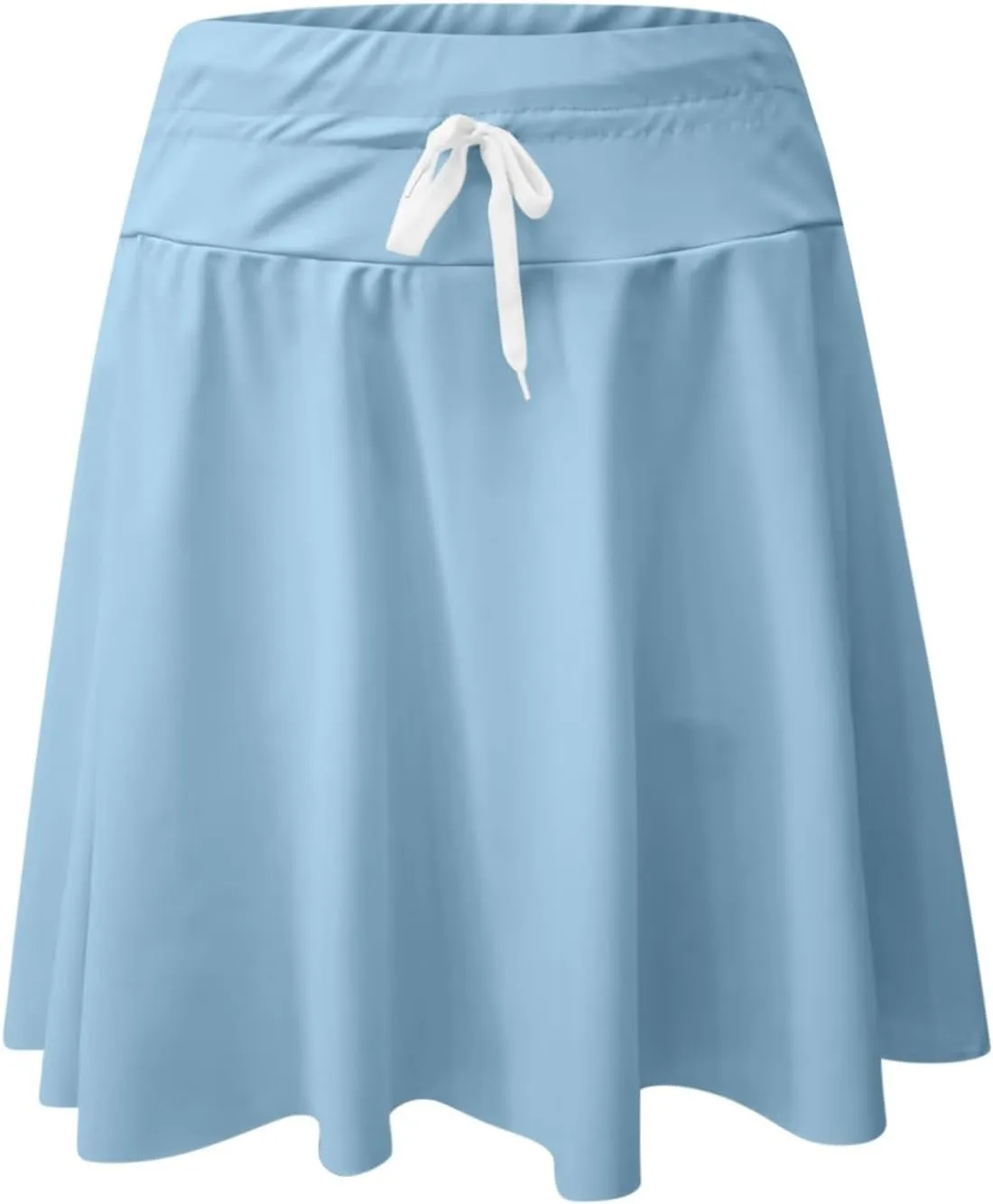 Women Swim Skirt Tummy Control Drawstring Skirts High Waist Skirts Quick Dry Swimsuit Bottoms with Zipper Pockets