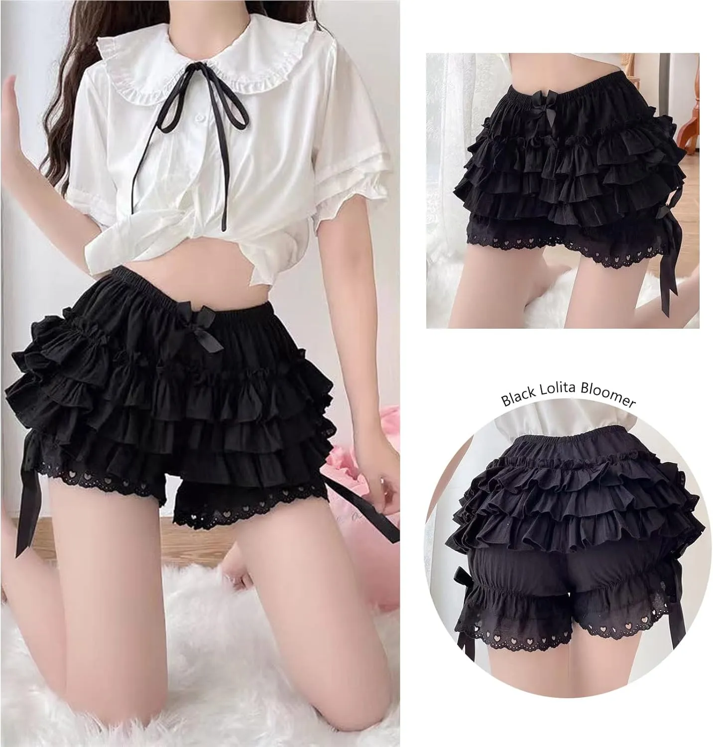 Womens Lolita Bloomers Plush Ruffles Pumpkin Pants Bottom Shorts