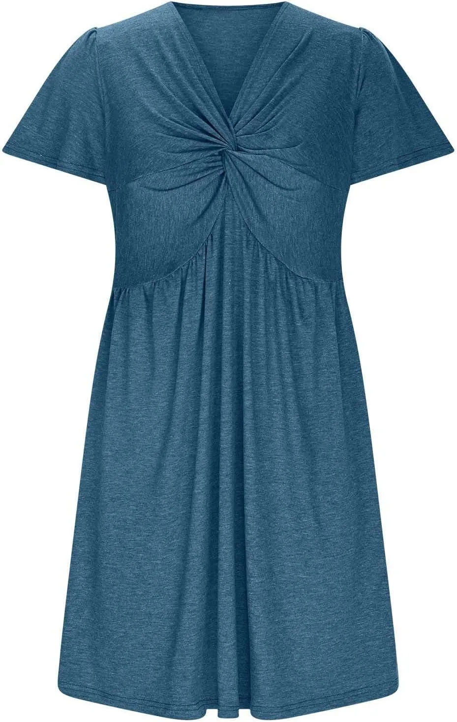 Womens Ruffle Sleeve Layered Mini Dress Smocked Waist Short Dress Boho V Neck Floral Print Cute Summer Dresses