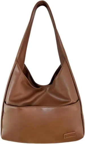 Women's Vegan Leather Tote Bag Hobo Shoulder Bag Retro Handbag Purses Work Travel Tote Bag Purse