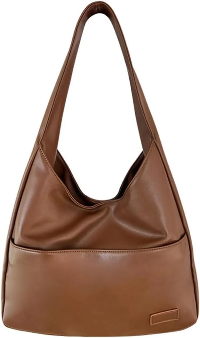 Women's Vegan Leather Tote Bag Hobo Shoulder Bag Retro Handbag Purses Work Travel Tote Bag Purse