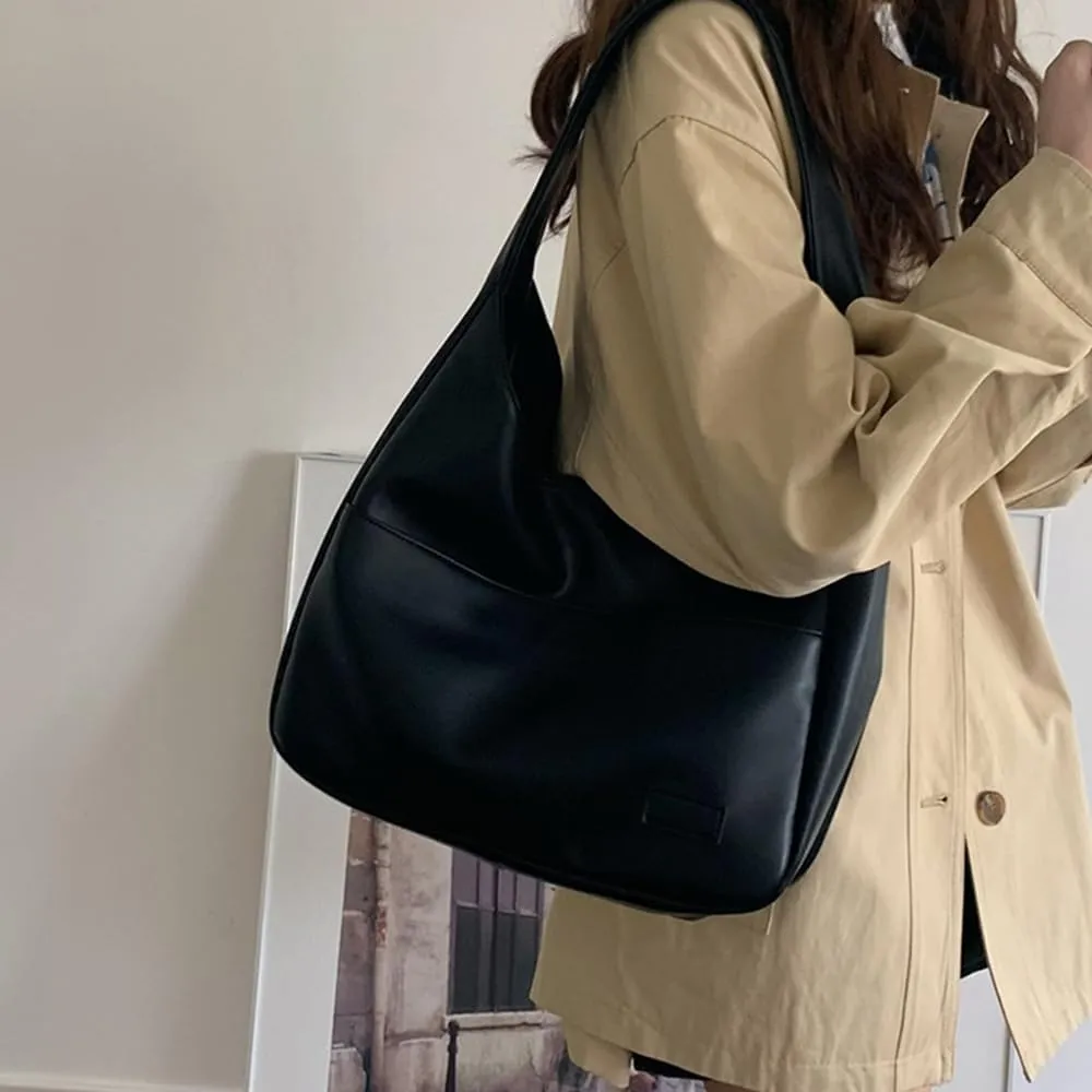Women's Vegan Leather Tote Bag Hobo Shoulder Bag Retro Handbag Purses Work Travel Tote Bag Purse