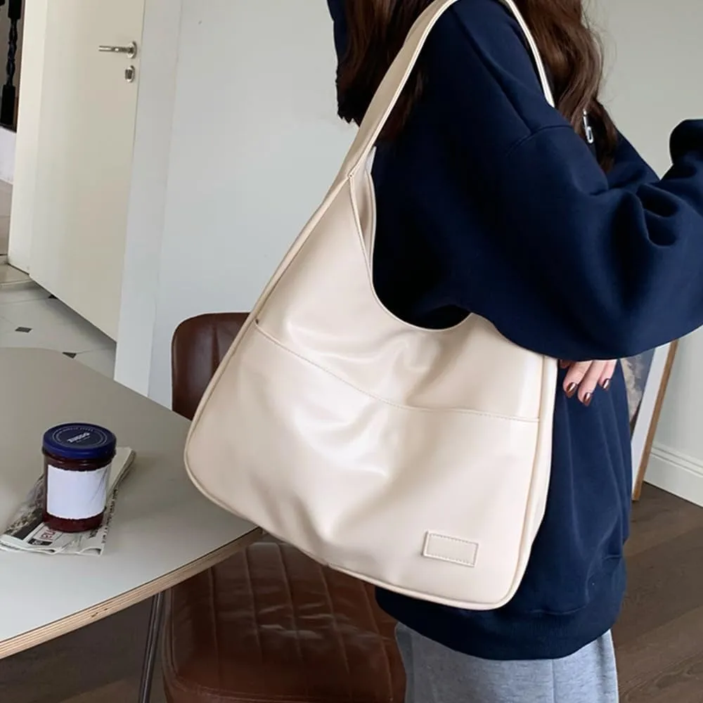 Women's Vegan Leather Tote Bag Hobo Shoulder Bag Retro Handbag Purses Work Travel Tote Bag Purse