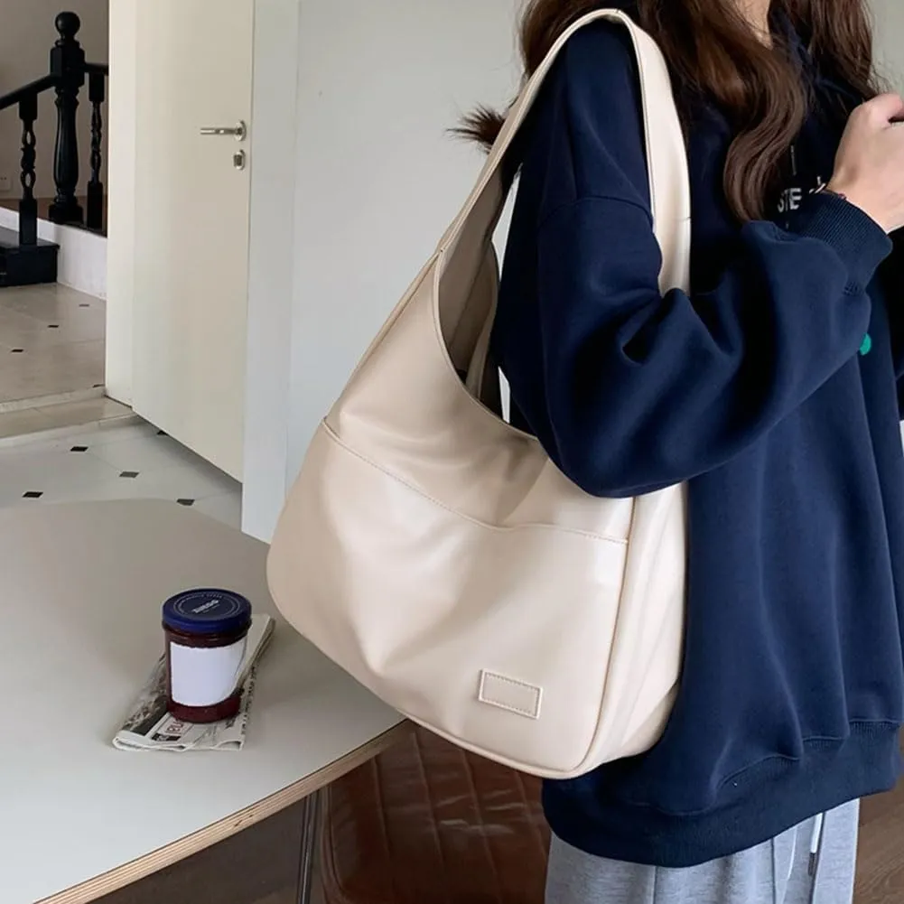 Women's Vegan Leather Tote Bag Hobo Shoulder Bag Retro Handbag Purses Work Travel Tote Bag Purse