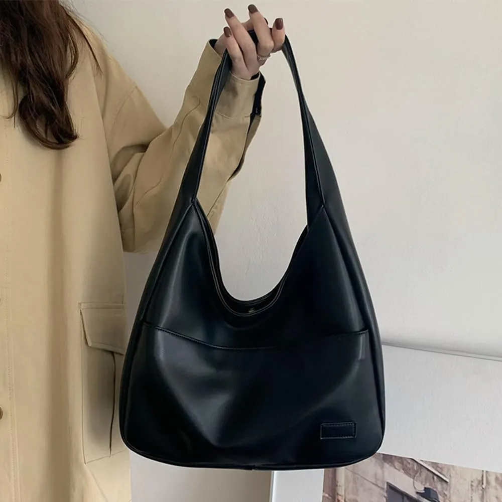 Women's Vegan Leather Tote Bag Hobo Shoulder Bag Retro Handbag Purses Work Travel Tote Bag Purse