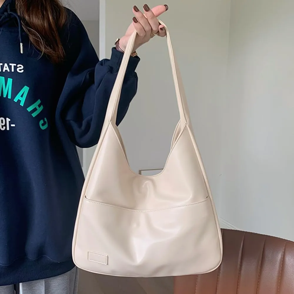 Women's Vegan Leather Tote Bag Hobo Shoulder Bag Retro Handbag Purses Work Travel Tote Bag Purse