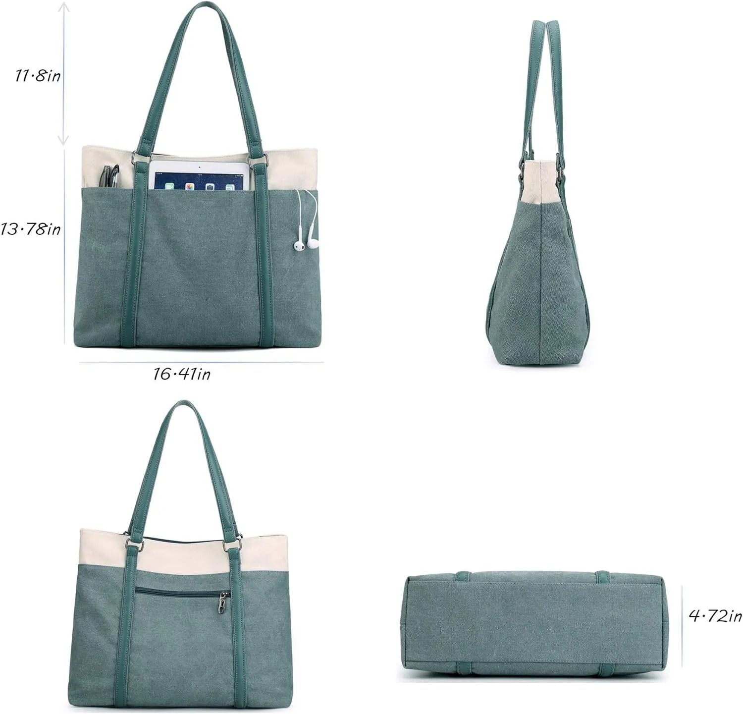 Wxnow Women Laptop Tote Bag Canvas Handbag Purse Shoulder Bag