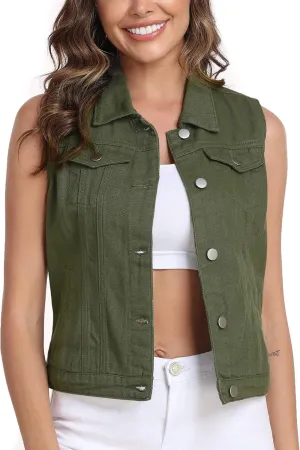 Xeoxarel Women's Denim Vest, Sleeveless Jean Jacket (XS-XXL)