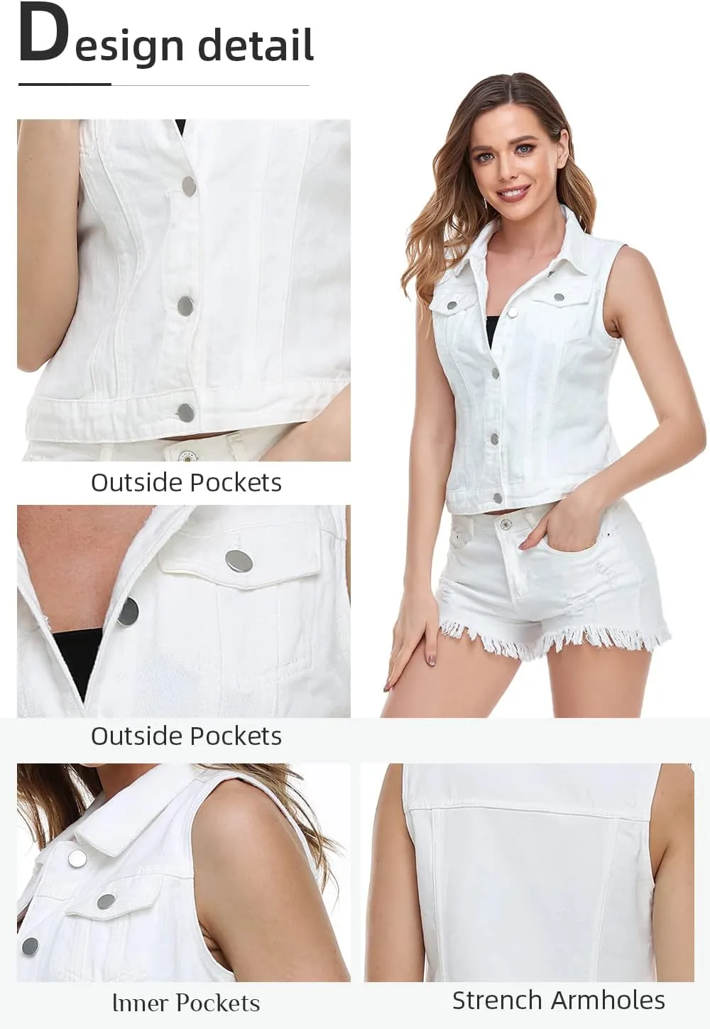 Xeoxarel Women's Denim Vest, Sleeveless Jean Jacket (XS-XXL)