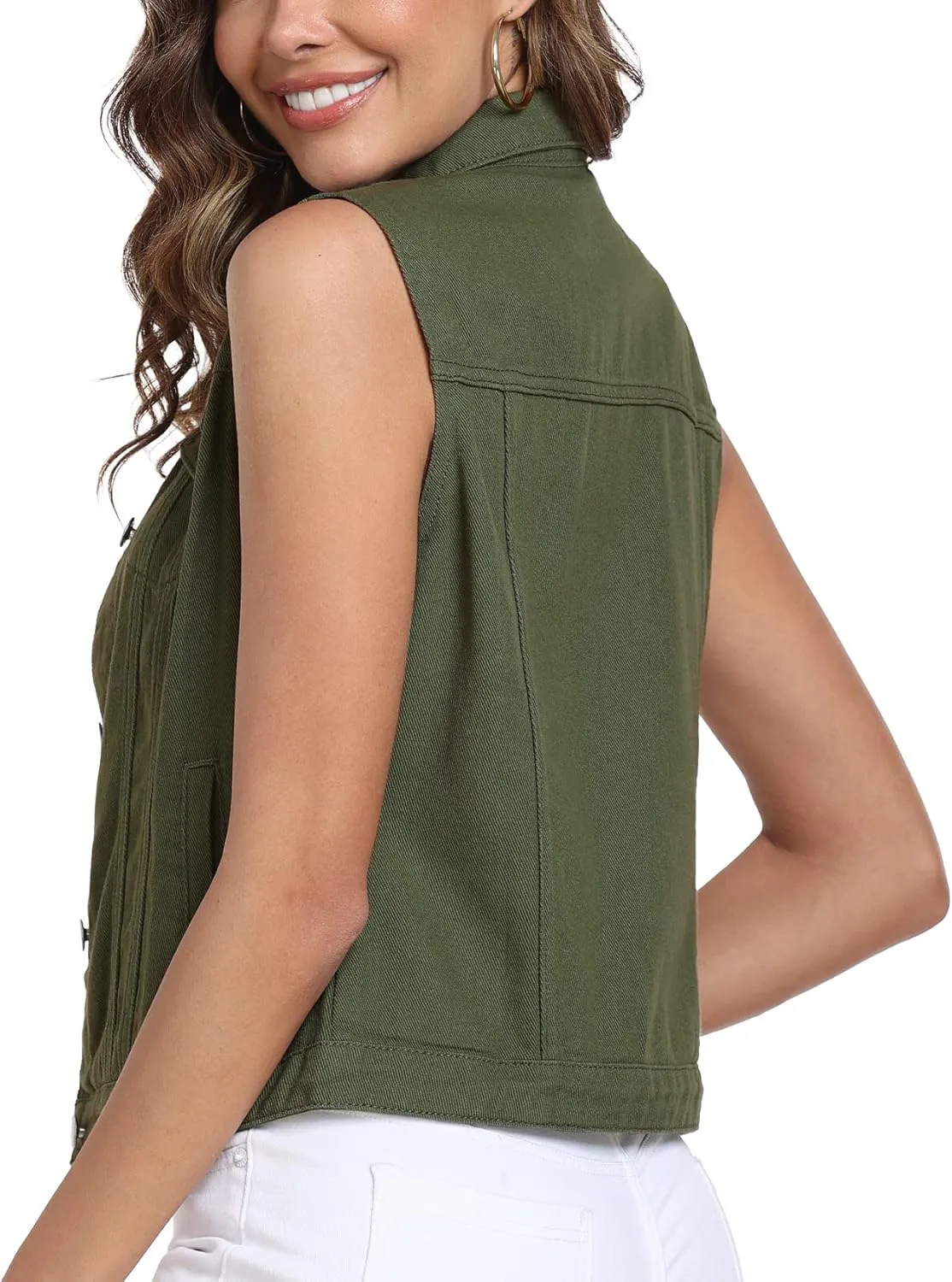 Xeoxarel Women's Denim Vest, Sleeveless Jean Jacket (XS-XXL)