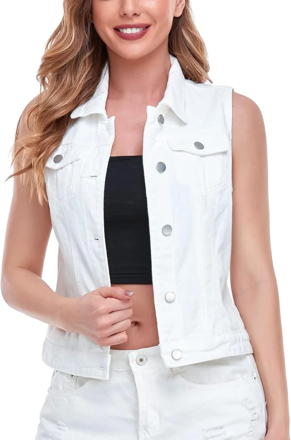 Xeoxarel Women's Denim Vest, Sleeveless Jean Jacket (XS-XXL)