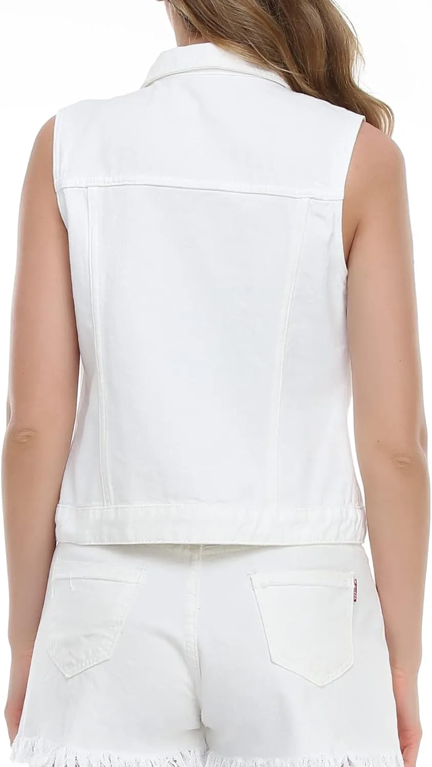 Xeoxarel Women's Denim Vest, Sleeveless Jean Jacket (XS-XXL)