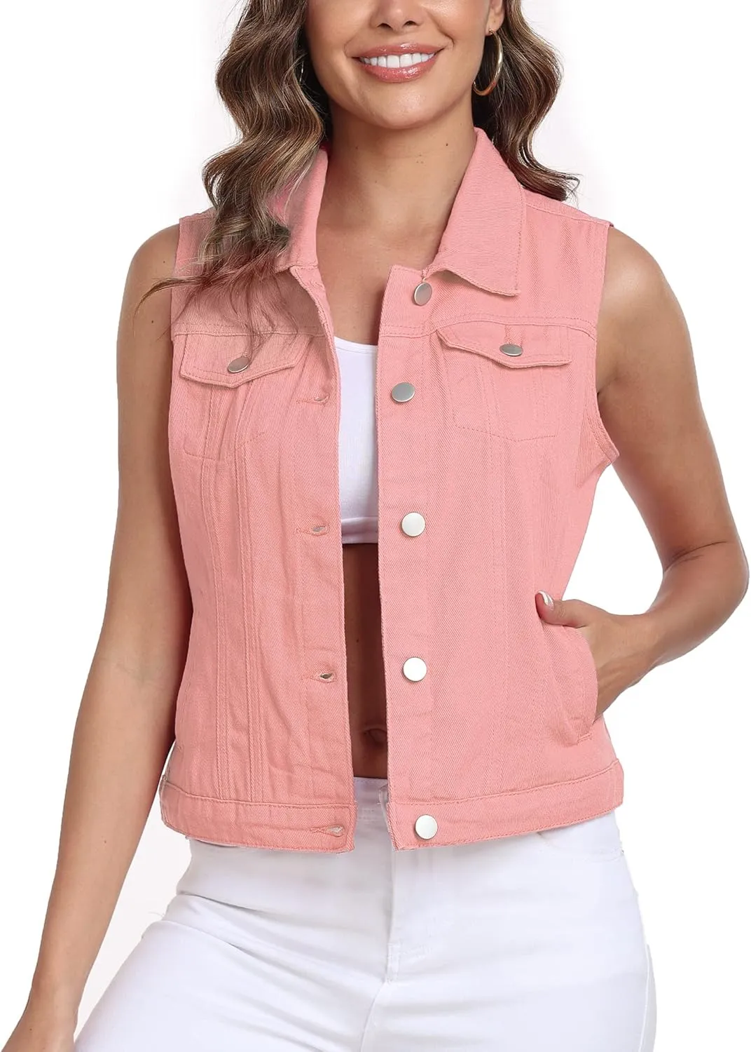 Xeoxarel Women's Denim Vest, Sleeveless Jean Jacket (XS-XXL)