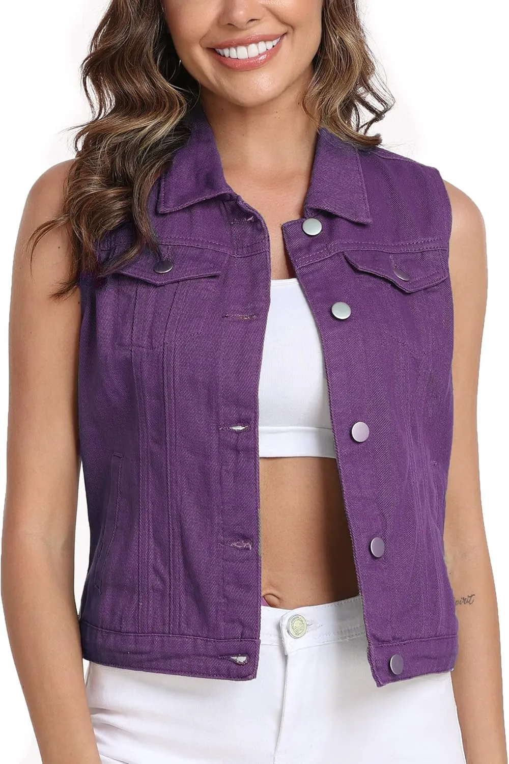 Xeoxarel Women's Denim Vest, Sleeveless Jean Jacket (XS-XXL)