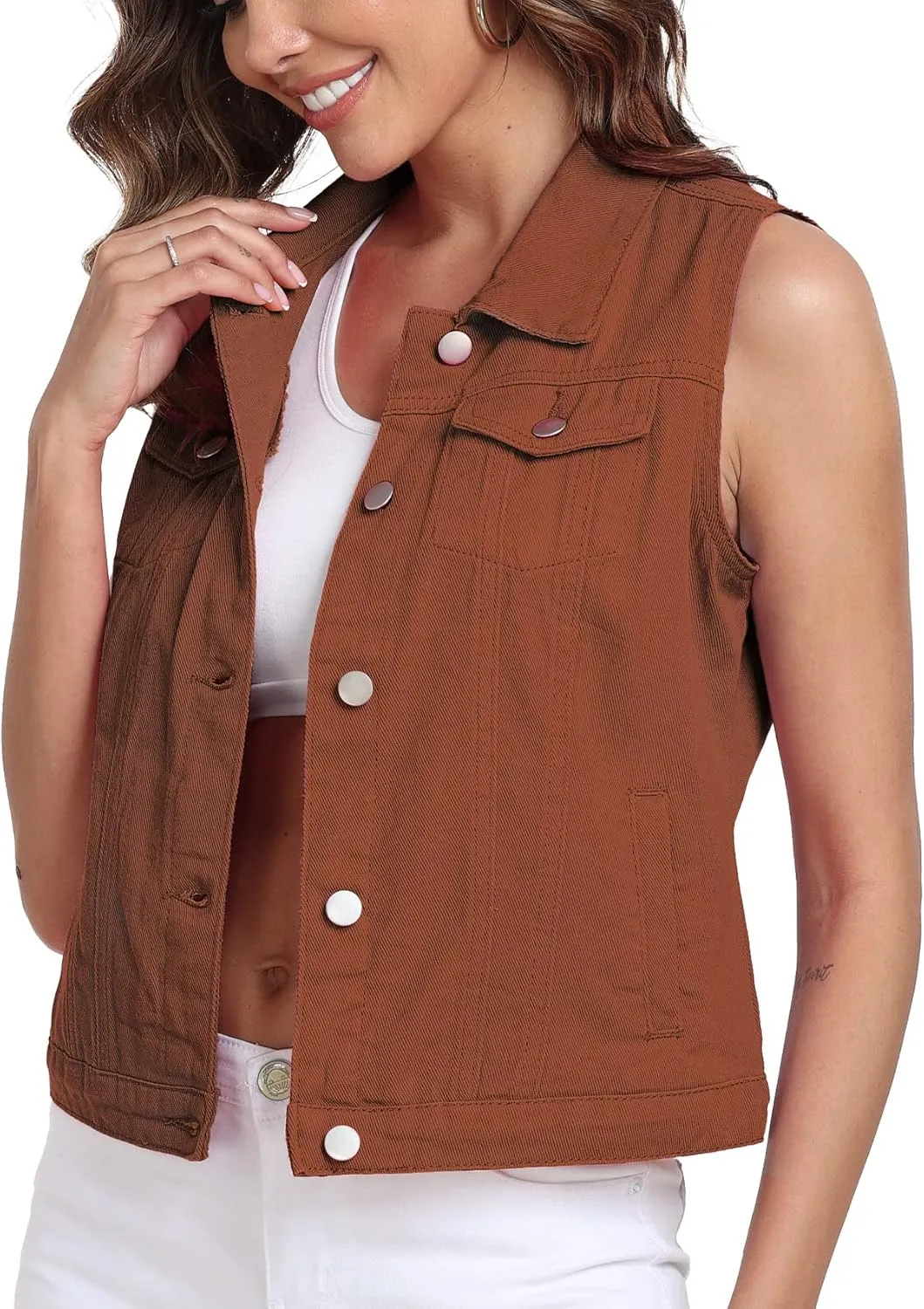 Xeoxarel Women's Denim Vest, Sleeveless Jean Jacket (XS-XXL)