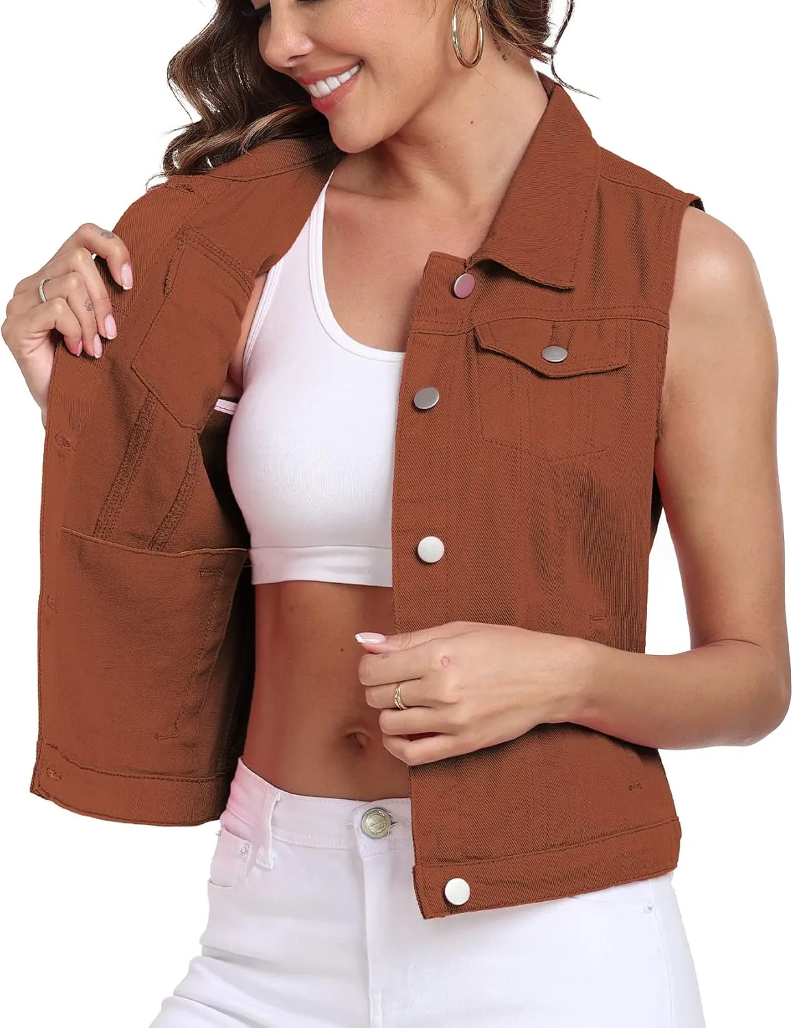 Xeoxarel Women's Denim Vest, Sleeveless Jean Jacket (XS-XXL)