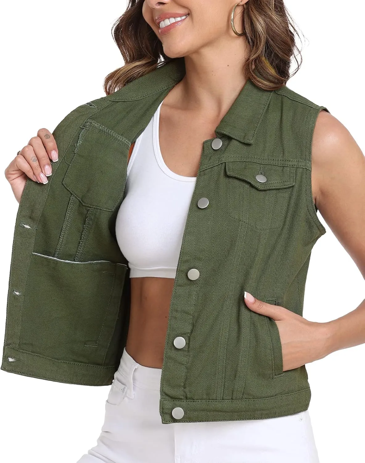Xeoxarel Women's Denim Vest, Sleeveless Jean Jacket (XS-XXL)