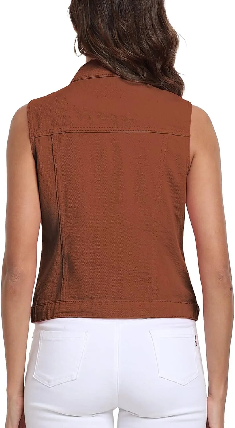 Xeoxarel Women's Denim Vest, Sleeveless Jean Jacket (XS-XXL)
