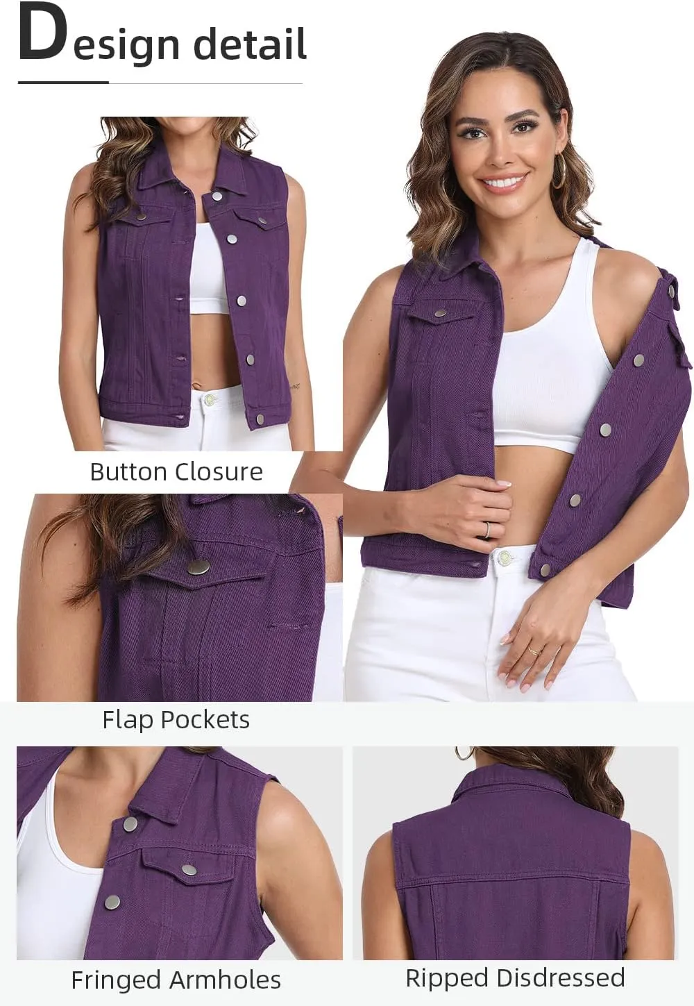Xeoxarel Women's Denim Vest, Sleeveless Jean Jacket (XS-XXL)