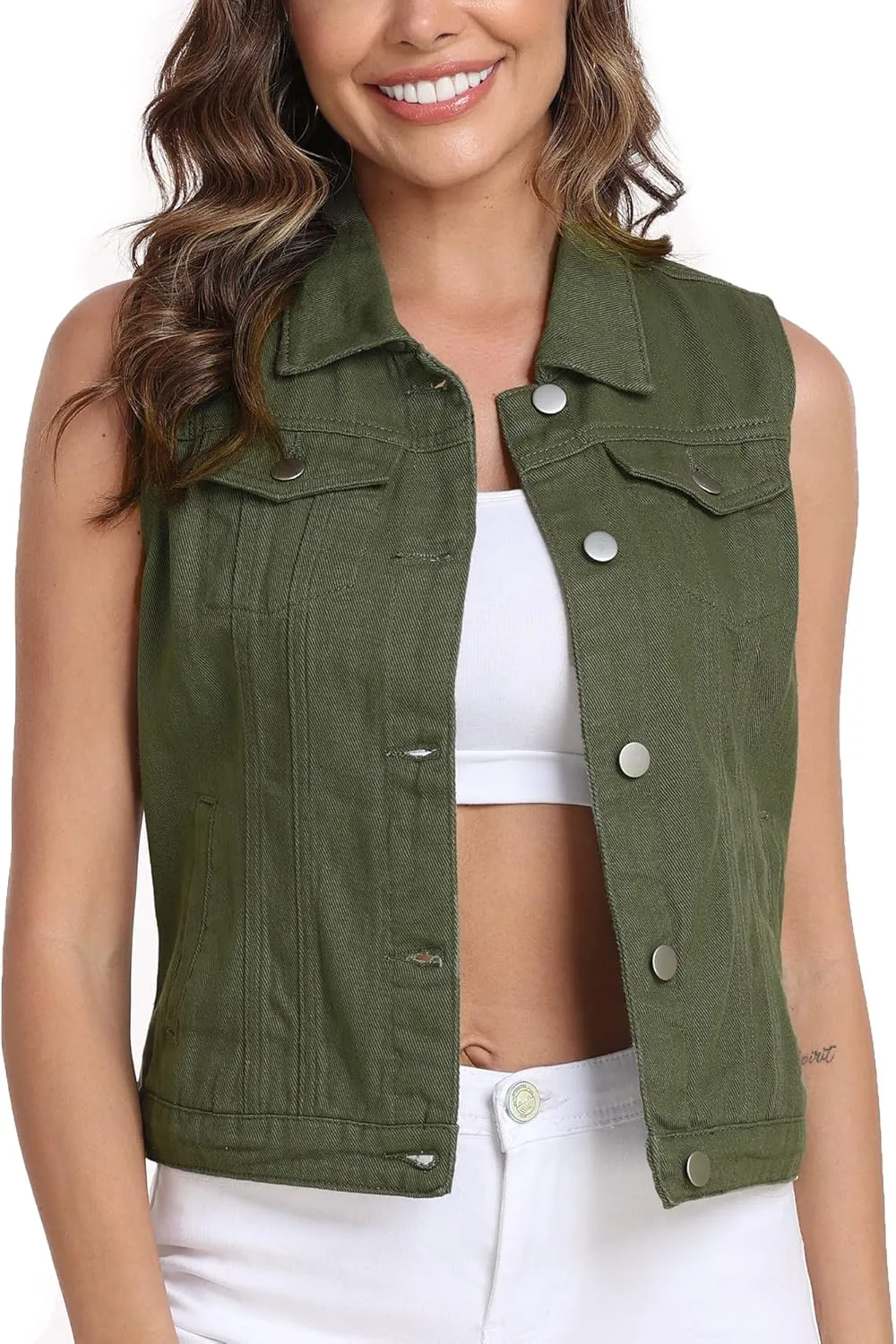 Xeoxarel Women's Denim Vest, Sleeveless Jean Jacket (XS-XXL)