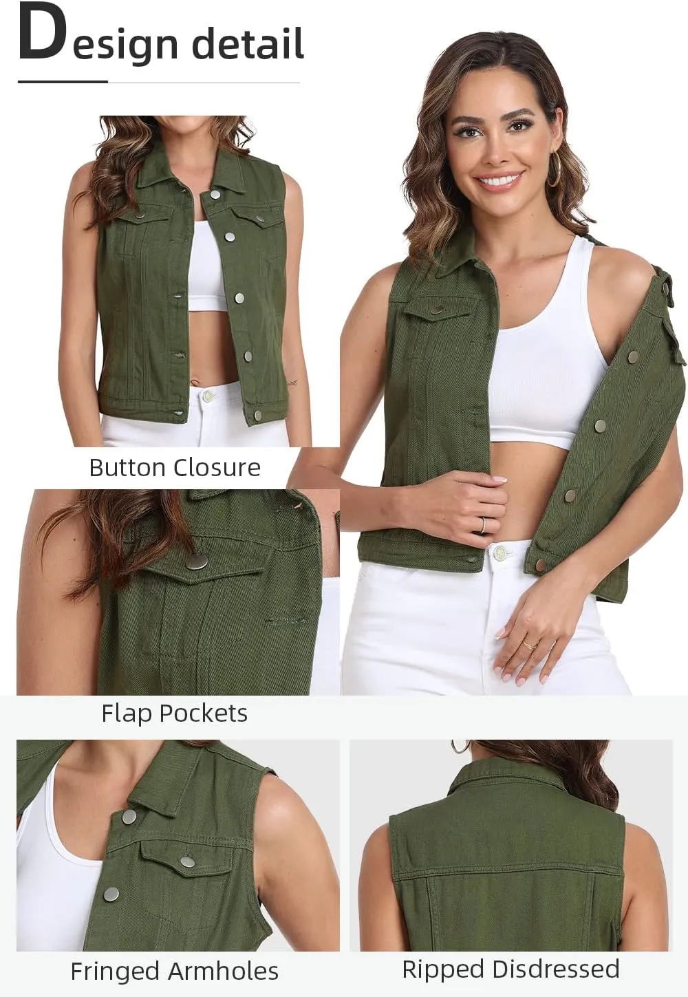 Xeoxarel Women's Denim Vest, Sleeveless Jean Jacket (XS-XXL)