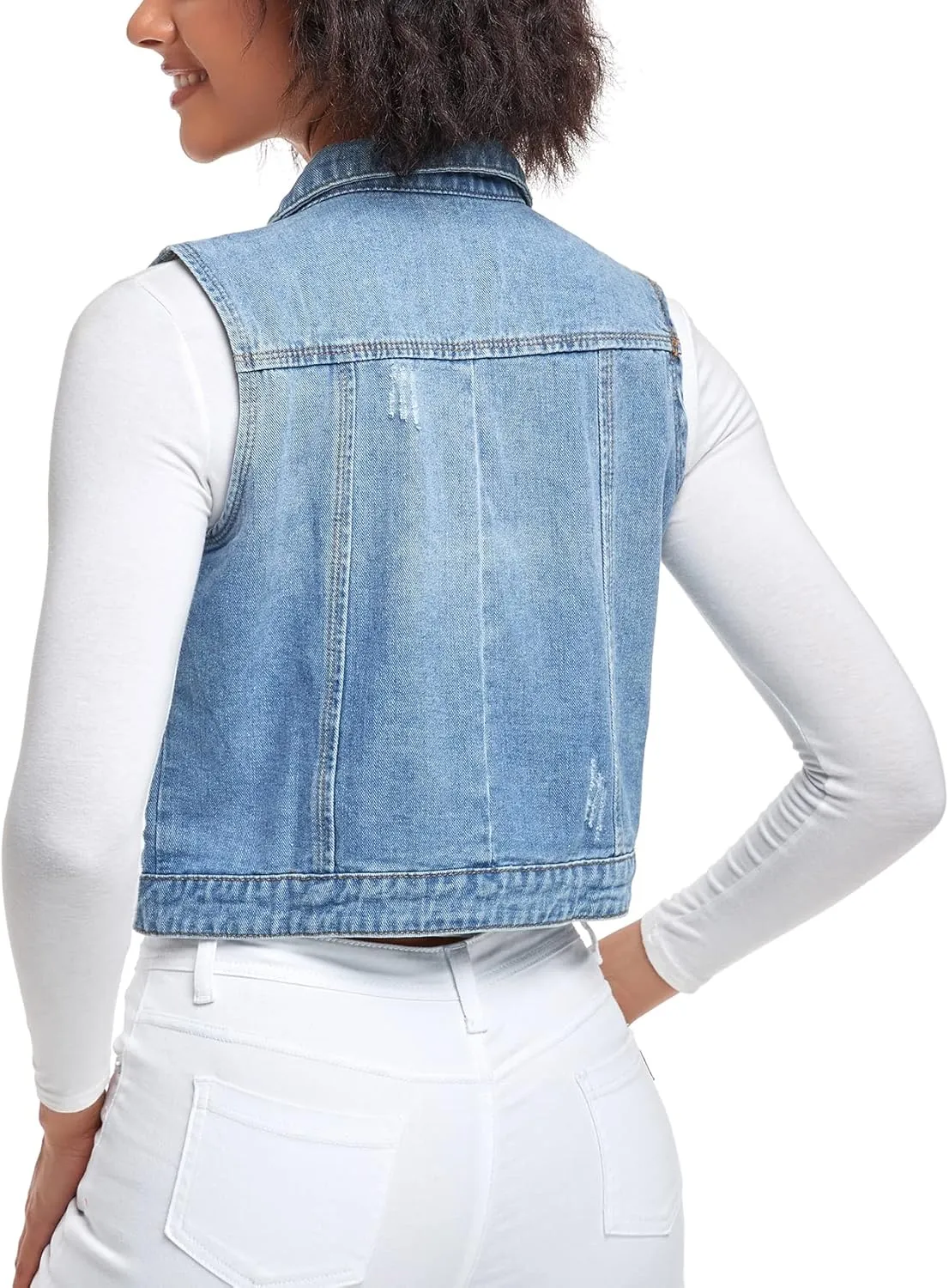 Xeoxarel Women's Denim Vest, Sleeveless Jean Jacket (XS-XXL)