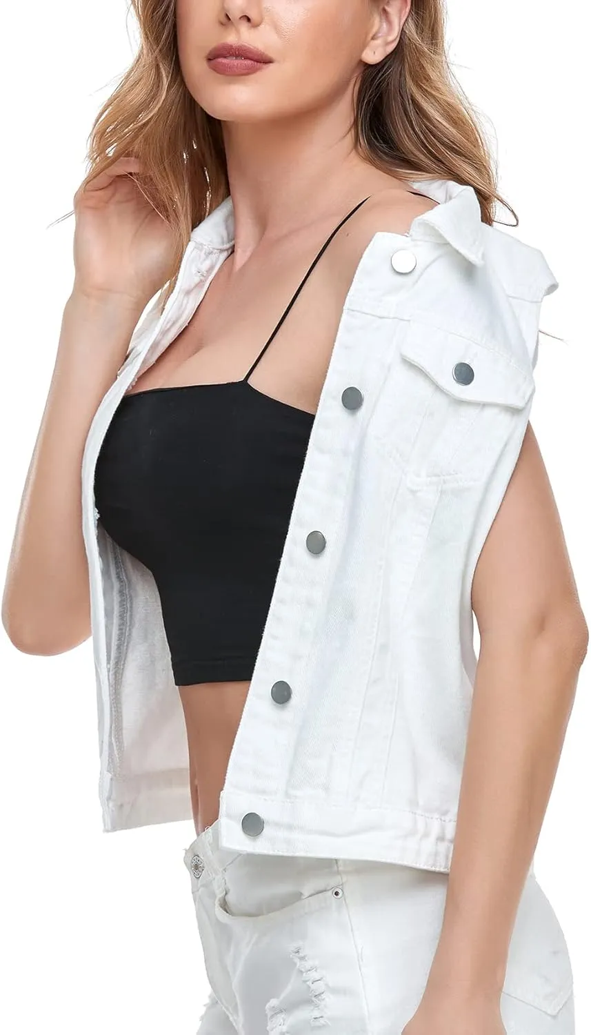 Xeoxarel Women's Denim Vest, Sleeveless Jean Jacket (XS-XXL)