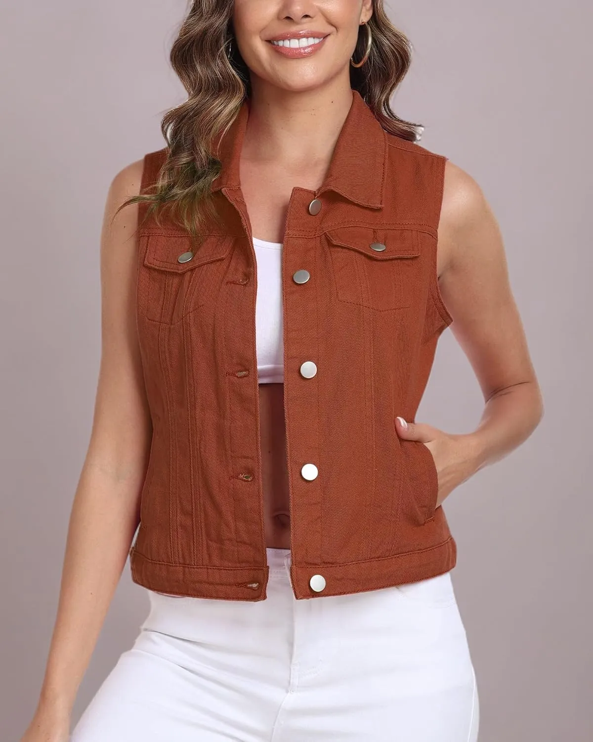 Xeoxarel Women's Denim Vest, Sleeveless Jean Jacket (XS-XXL)