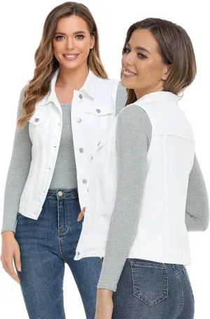 Xeoxarel Women's Denim Vest, Sleeveless Jean Jacket (XS-XXL)