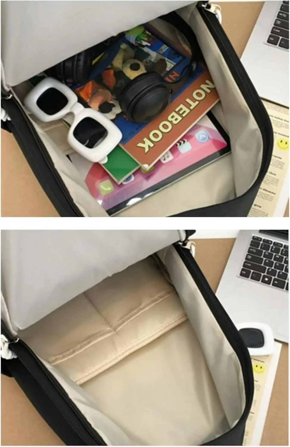 Y2K Aesthetic Backpack for Women Cute Star Laptop Backpack Trendy Waterproof College Bag Preppy Computer Daypack (Black)