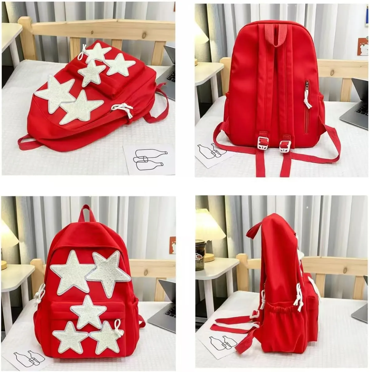 Y2K Aesthetic Backpack for Women Cute Star Laptop Backpack Trendy Waterproof College Bag Preppy Computer Daypack (Black)