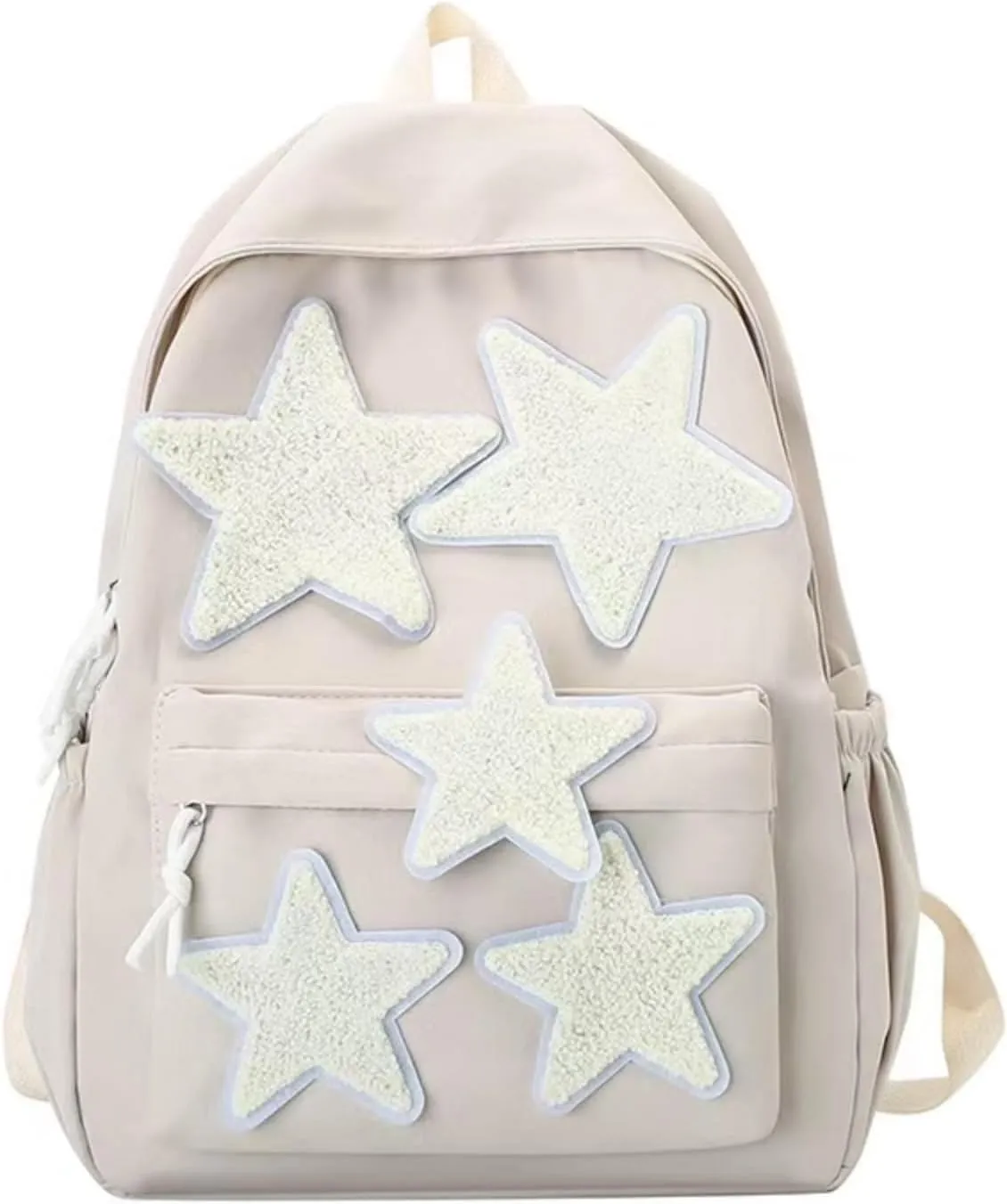Y2K Aesthetic Backpack for Women Cute Star Laptop Backpack Trendy Waterproof College Bag Preppy Computer Daypack (White)
