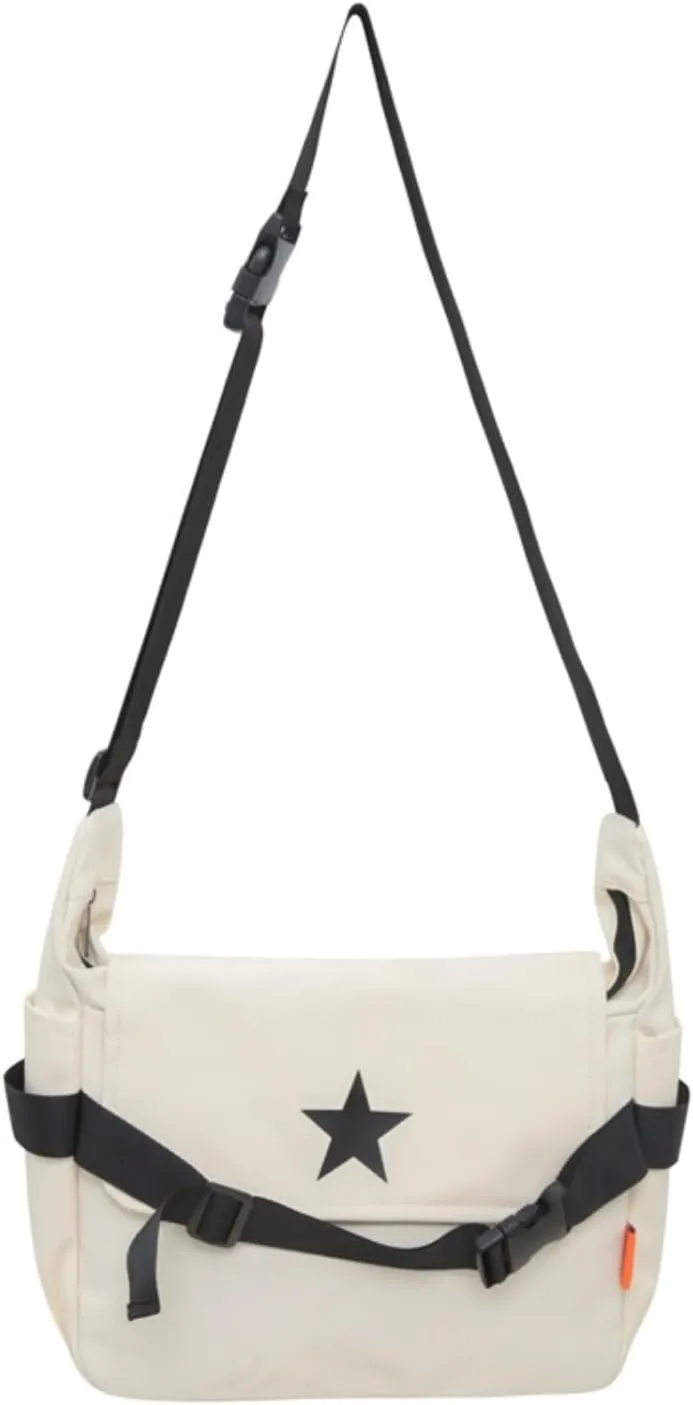 Y2K Aesthetic Crossbody Bag Star Pattern Grunge Messenger Bag Flap Zipper Closure Tote Bag Multipurpose Shoulder Bag