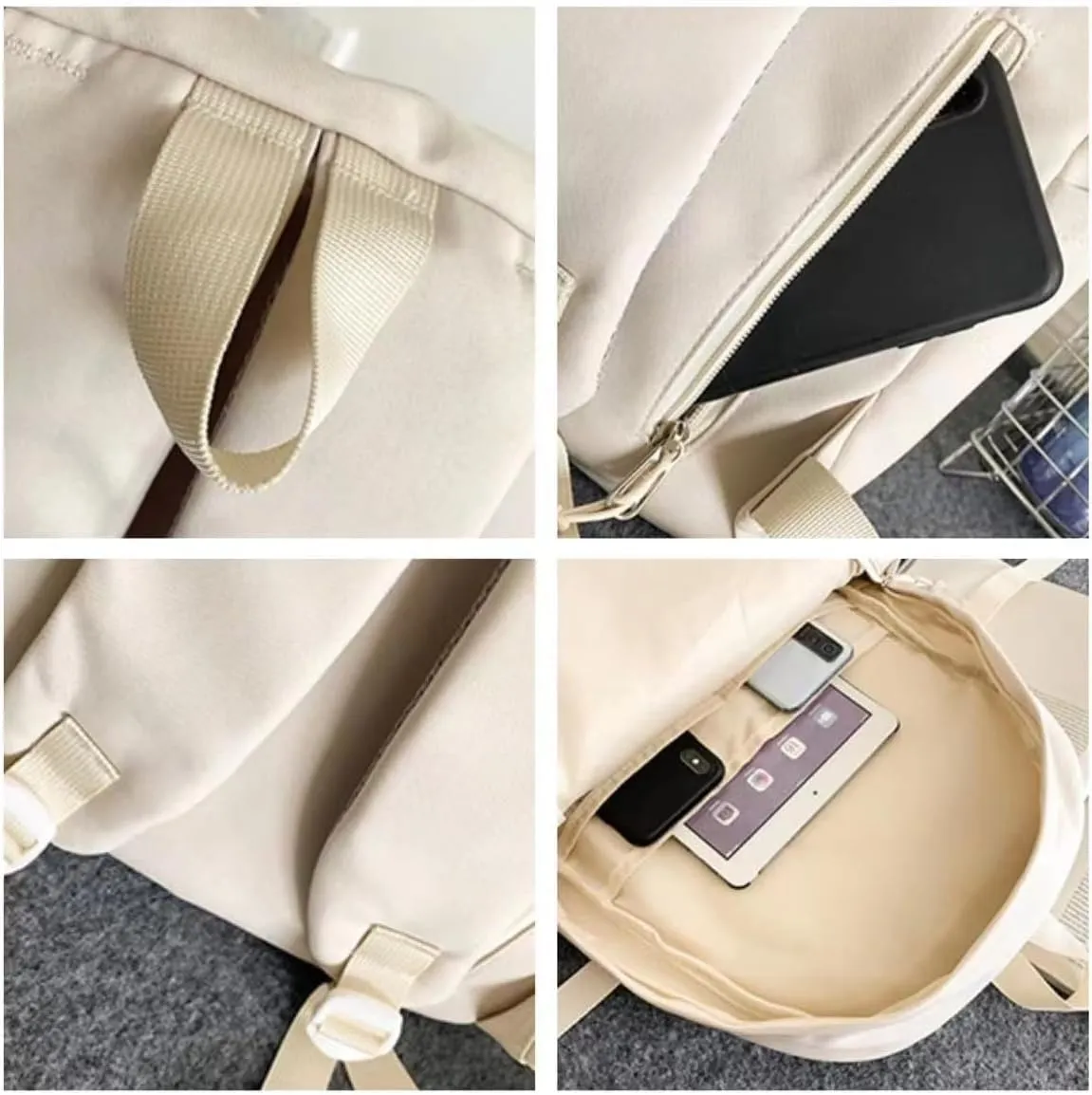 Y2k Backpack with Kawaii Pendant Aesthetic Star Backpack Cute Preppy Laptop Book Bag Back to College Supplie (White,One Size)
