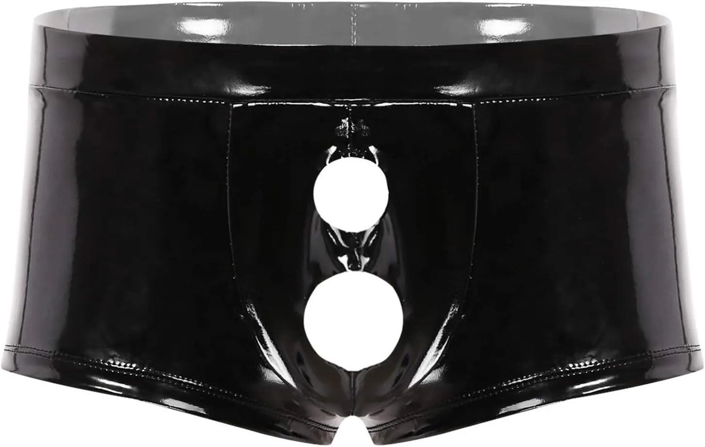 YINGJUN Mens Underwear Patent Leather Lingerie Panties Low Rise Bulge Pouch with Hole Exotic Apparel (Color : Black, Size : XX-Large)