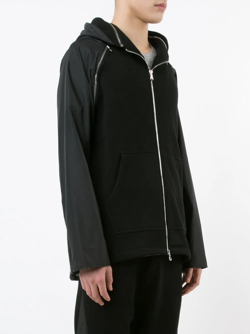 ZIP SLEEVE HOODIE - BLACK
