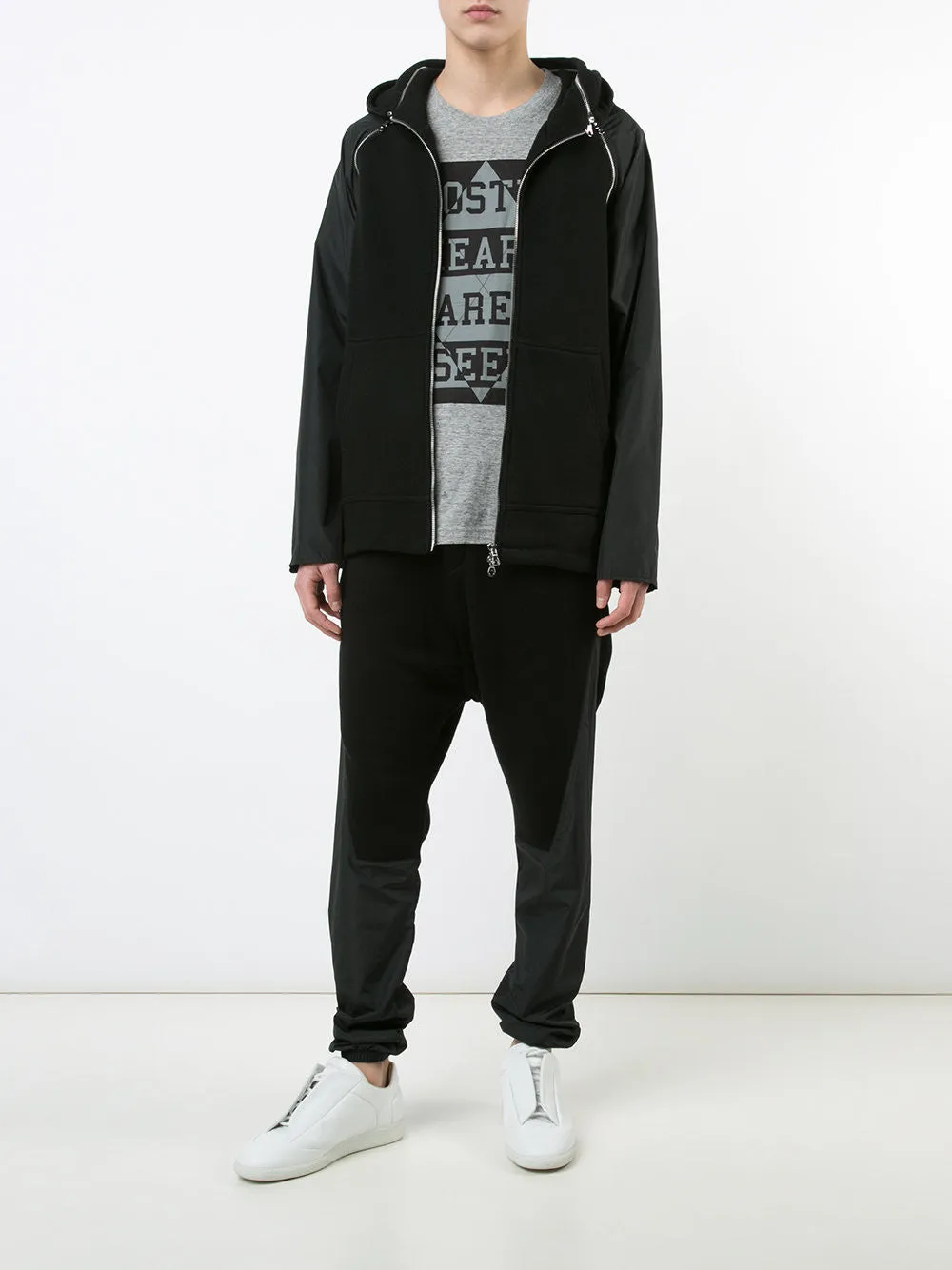 ZIP SLEEVE HOODIE - BLACK